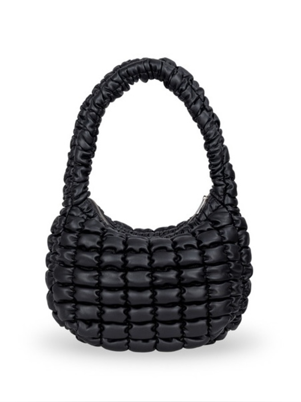 Vegan Leather Black Quilted Puffer Bag